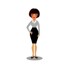 Cool cartoon woman in casual and business clothes, gesturing. Vector illustration, modern design.