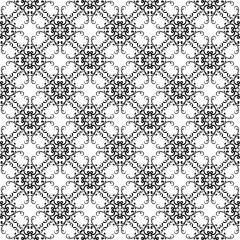 Black floral pattern on white seamless background