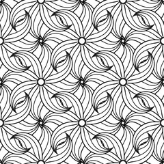 Black floral seamless pattern on white background