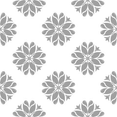 White and gray floral seamless pattern