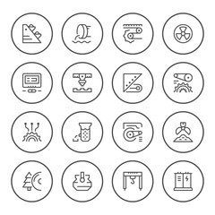 Set round line icons of industry