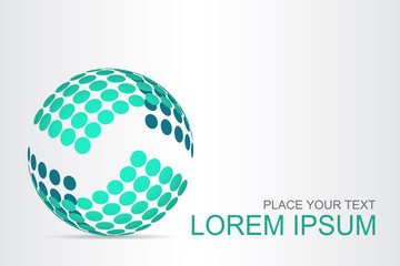 Logo stylized spherical surface with abstract shapes