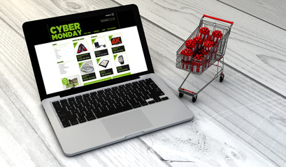 laptop and trolley cyber monday