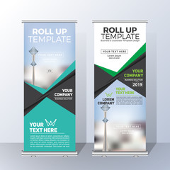 Vertical Roll Up Banner Template Design for Announce and Advertising. Vector illustration