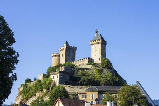 The Chateau de Foix, a castle which dominates the town of Foix in the French departement of Ariege