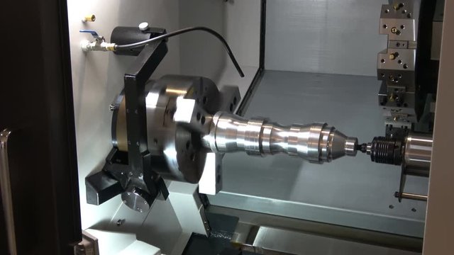 4K video footage of CNC Lathe machine with C & Y Axis, metal processing equipment