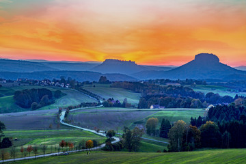 Sunset in the National Park Saxon Switzerland