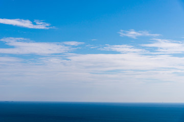 Obraz premium Beautiful sea Landscape with blue sky and tiny clouds on sunny day,Thailand.