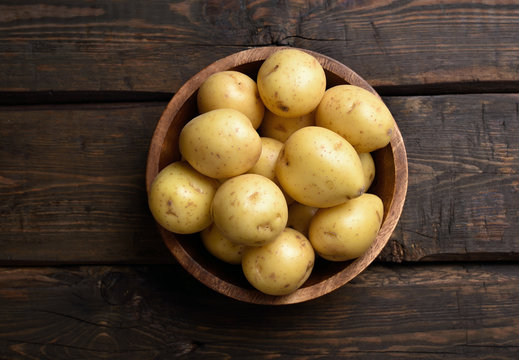 Raw potatoes, top view