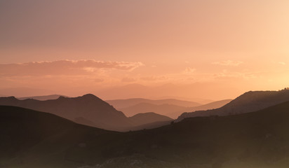 Sunset in mountains
