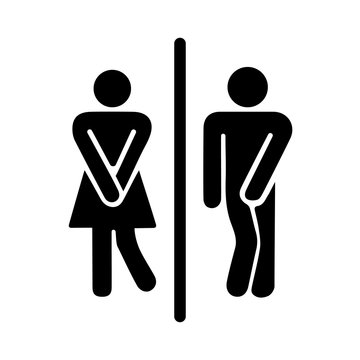 Знак, иконка туалета мужского и женского. Векторная иллюстрация.