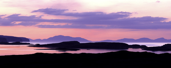 graphic spring sunset at Waterstein Head on the Isle of Skye Scotland