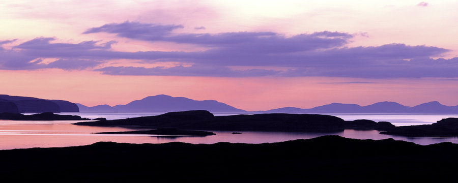 graphic spring sunset at Waterstein Head on the Isle of Skye Scotland