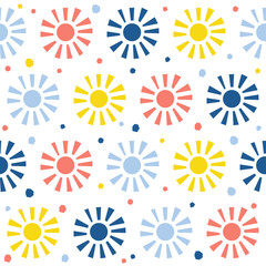 Abstract sun seamless pattern background. Childish simple application sun cover