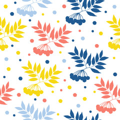 Obraz premium Abstract rowan seamless pattern background. Childish handmade crafted cover