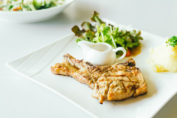 Grilled Pork chop meat steak
