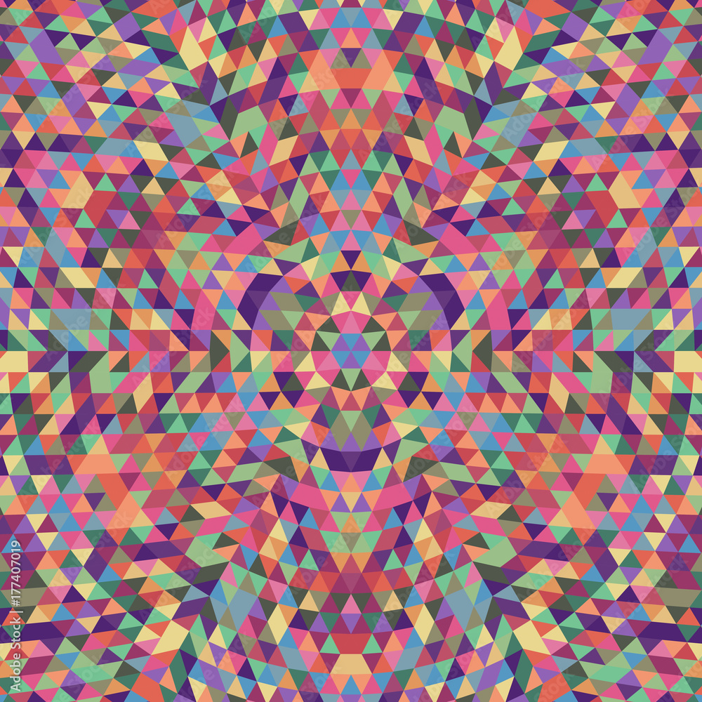 Poster round geometric triangle kaleidoscope mandala background - symmetric vector pattern digital design f