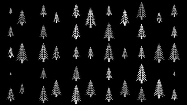 Christmas trees black and white random looping background animation
