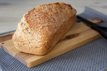 homemade wheat-Rye Bread on the cuttingboard