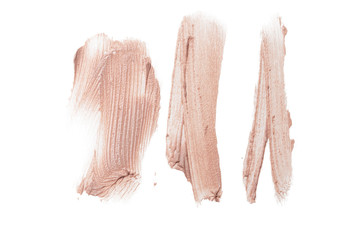smeared foundation natural make up on white background