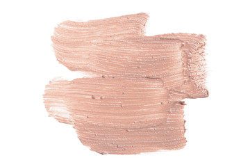 smeared foundation natural make up on white background