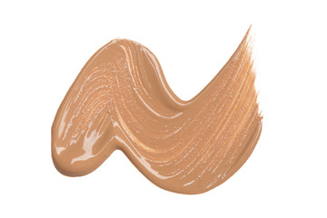 smeared foundation natural make up on white background