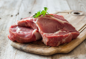 Raw pork steaks