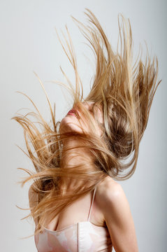 woman with hair in motion