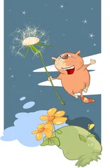 Gardinen Babyzimmer Illustration of a Cute Cat. Cartoon Character  © liusa