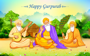 Happy Gurpurab, Guru Nanak Jayanti festival of Sikh celebration background