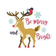 Holiday greeting card with funny deer
