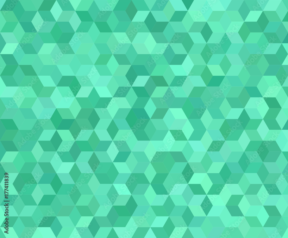 Poster teal 3d cube mosaic pattern background design