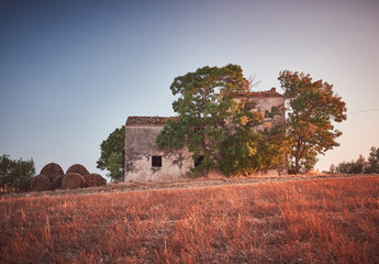 Fototapeta na wymiar Rural landscape, old farmhouse, Italy