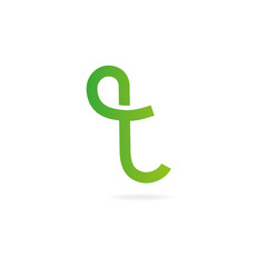 Letter T logo. Design template elements, curved lines, eco.