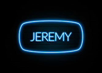 Jeremy  - colorful Neon Sign on brickwall