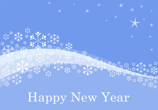 snowflakes background on blue flat with stars