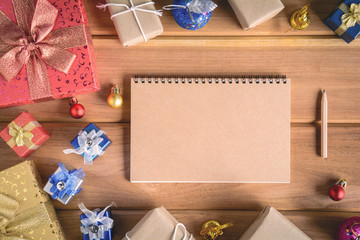 mock up book gifts and toys on wooden boards