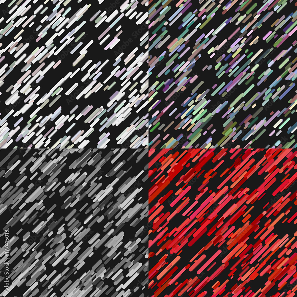 Poster modern seamless chaotic diagonal stripe pattern background set - trendy vector graphics from light b
