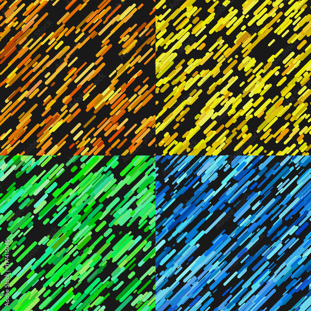Poster abstract random diagonal stripe pattern background set - trendy vector designs from rounded stripes 
