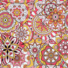 Seamless pattern tile with mandalas. Vintage decorative elements. Hand drawn background. Islam, Arabic, Indian, ottoman motifs. Perfect for printing on fabric or paper.