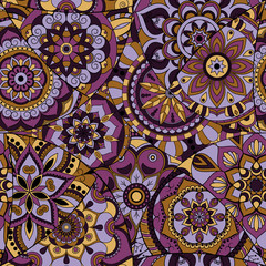 Seamless pattern tile with mandalas. Vintage decorative elements. Hand drawn background. Islam, Arabic, Indian, ottoman motifs. Perfect for printing on fabric or paper.