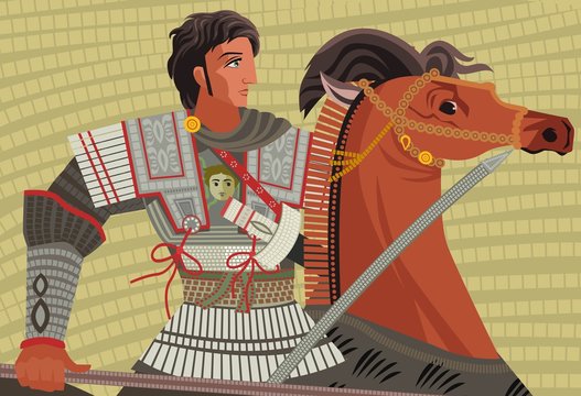 alexander the great mosaic riding a horse Stock Vector | Adobe Stock