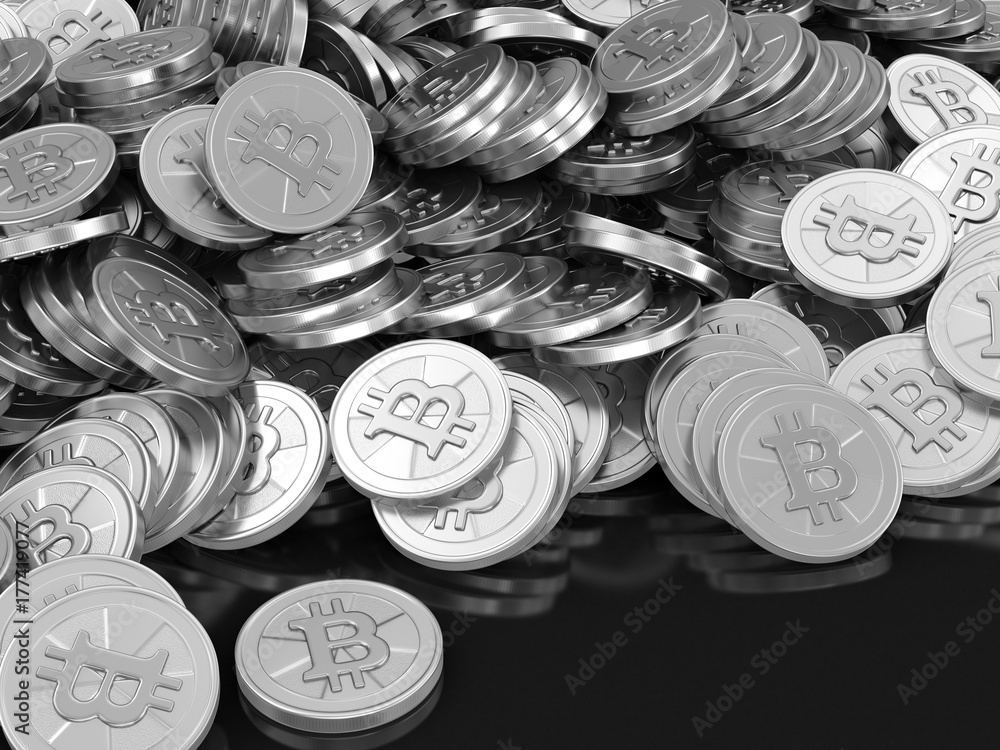 Poster silver bitcoin. image with clipping path