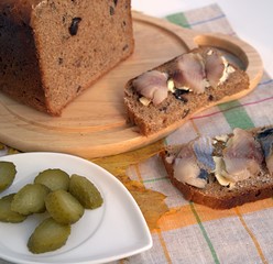 Appetizing sandwiches with herring