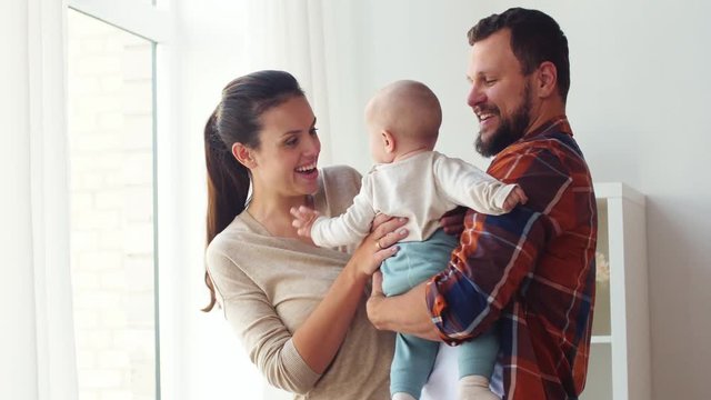 happy family with baby at home