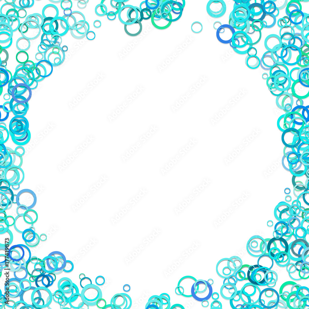 Poster modern random circle background - trendy vector graphic design from cyan rings with blank space in t