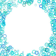 Modern random circle background - trendy vector graphic design from cyan rings with blank space in the middle