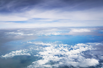 Fototapeta na wymiar cloud blue sky aerial view from the airplane