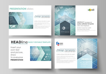 The minimalistic abstract vector illustration of the editable layout of the presentation slides design business templates. Chemistry pattern, connecting lines and dots. Medical concept.