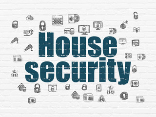 Protection concept: House Security on wall background